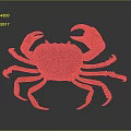 Red Aquatic Crab with Vibrant Red Shell and Claws on Gray Background with Reflective Surface 3d model