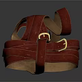 Brown Leather Sandals With Strappy Design And Adjustable Gold Buckles