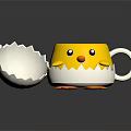 Cute Yellow Chick Shaped Mug with Open Egg Shell and Small Orange Feet 3d model