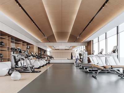 Modern Gym Interior With Diverse Fitness Equipment And Spacious Layout 3d model