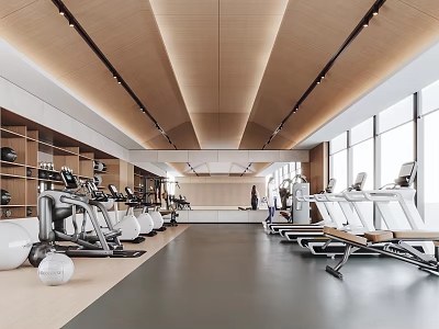 Modern Gym Interior With Diverse Fitness Equipment And Spacious Layout 3d model