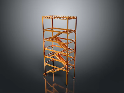 Golden Multi Tier Storage Rack Featuring Modern Design And Sturdy Structure 3d model