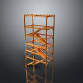 Golden Multi Tier Storage Rack Featuring Modern Design And Sturdy Structure 3d model
