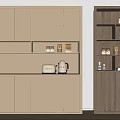 Modern Wooden Wine Cabinet With Multiple Shelves Bottles Jars And White Storage Cabinets