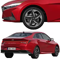 Red Hyundai Elantra Car Exterior Design With Front Fascia And Rear End View