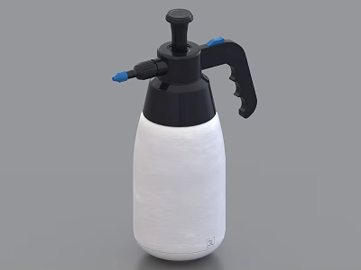 Daily Use Household Spray Bottle With White Body Black Lid Blue Nozzle And Trigger Handle 3d model
