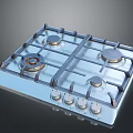 Four Burner Gas Stove With Metal Surface And Control Knobs Household Appliance