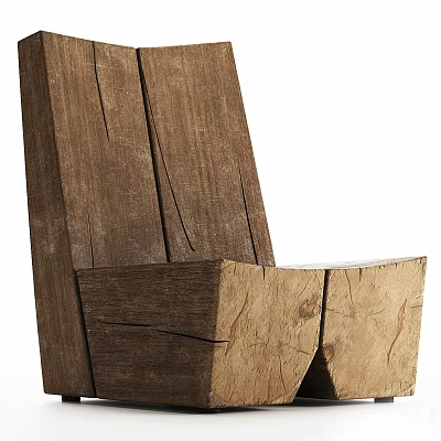 Rustic Single Sofa With Solid Wood Construction And Natural Grain 3d model
