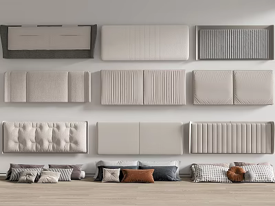 Modern Headboards And Throw Pillows 3d model