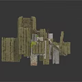 Modern Rock Structure Design With Stone Stairs Moss Covered Rocks Green Plants And Broken Elements