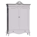 White French Style Decorative Cabinet With Carved Details Double Doors Bottom Drawer And Elegant Legs