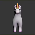 Cute White Unicorn Toy With Rainbow Mane Tail Pink Hearts And Pink Hooves