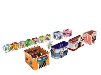Colorful Miniature Shop Models With Various Storefront Designs And Cute Details 3d model