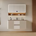 Modern Bathroom Vanity Cabinet With Wall Mounted Design Storage Countertop And Toiletries