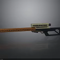 Long Barreled Weapon With Orange Stripes Transparent Section And Black Grip Design