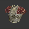 Medieval Style Armor Breastplate With Red Shoulder Plates And Intricate Silver Carvings