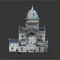 Historic Classical Building With Dome Roof Multiple Arched Windows And Stone Facade