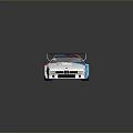 BMW Race Car With White Body Blue Red Purple Stripes Number 1 And Rear Spoiler