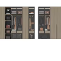Modern Wardrobe Design With Glass Doors Hanging Rails Storage Shelves And Handbags