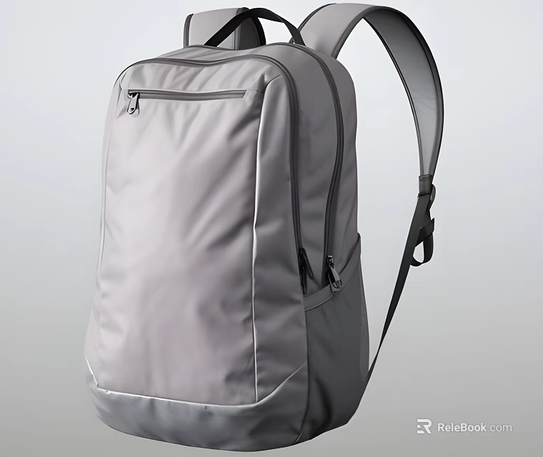 Gray Backpack With Sleek Design Functional Zipper And Comfortable Shoulder Straps 3d model 