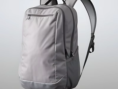 Gray Backpack With Sleek Design Functional Zipper And Comfortable Shoulder Straps 3d model