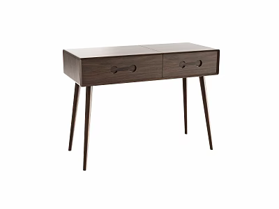 Modern Minimalist Wooden Dressing Table With Two Drawers And Slim Tapered Legs 3d model