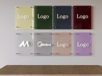 Wall Mounted Multiple Color Acrylic Logo Display Rack For Brand Logos 3d model