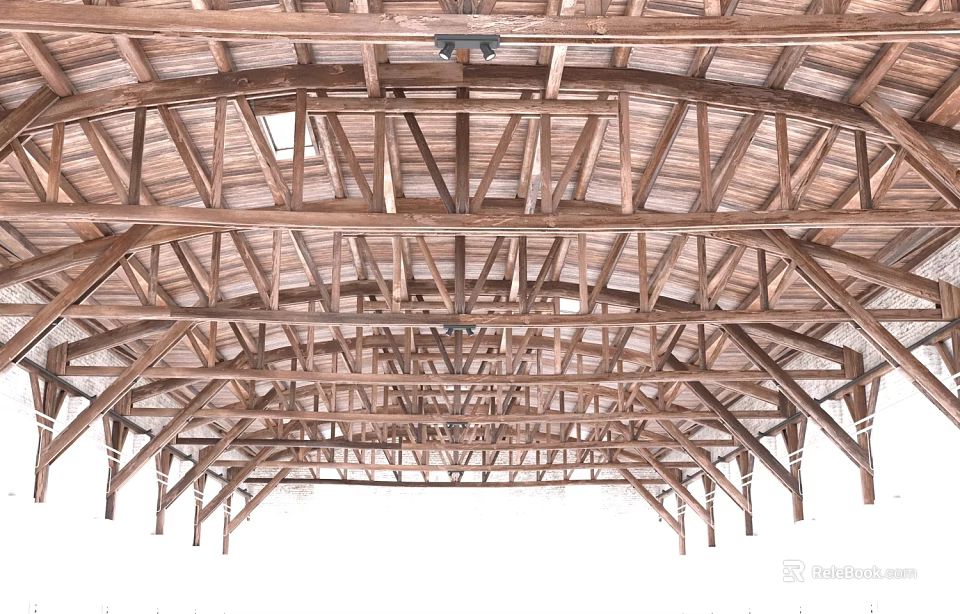 Wooden Swing Door With Beam Structure Design For Traditional Home Exteriors 3d model 