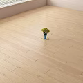 Light Natural Wood Flooring With Small Potted Plant In Bright Room Interior