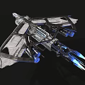 Futuristic Spaceship Design Featuring Metallic Exterior Aerodynamic Shape And Blue Accent Lights