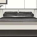 Modern Double Bed With Upholstered Headboard Dark Pillows Light Linens And Nightstands