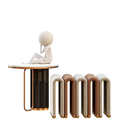 Light Luxury Stool Single Chair Coffee Table 3d model