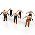Shirtless Male Characters 3D Models With Various Pants And Shoes