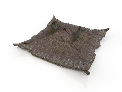 Traditional Architectural Structure With Square Shaped Thatched Roof And Natural Rustic Texture 3d model