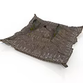 Traditional Architectural Structure With Square Shaped Thatched Roof And Natural Rustic Texture
