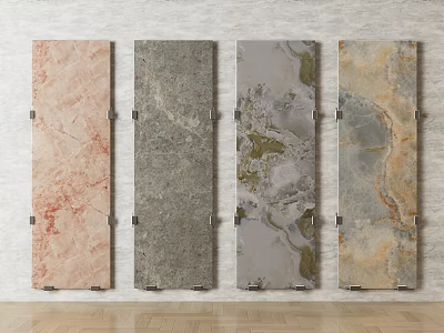 Modern Wall Mounted Display Shelves With Diverse Textured Panels And Metal Supports 3d model