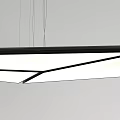 Modern Minimalist Chandelier With Sleek Black Frame And Illuminated White Shade