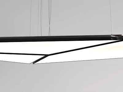 Modern Minimalist Chandelier With Sleek Black Frame And Illuminated White Shade 3d model