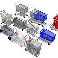 Various Shopping Carts for Public Facilities with Different Designs and Colors 3d model