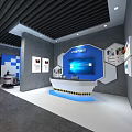 Safety Experience Digital Exhibition Hall Interior With Large Screen Safety Slogan And Display Walls