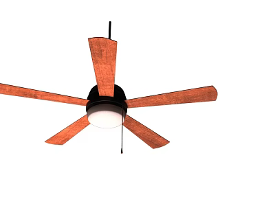 Modern Ceiling Fan With Wooden Blades And Integrated Light Fixture For Home Use 3d model