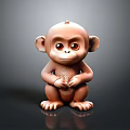 Home Furniture Decorative Ornament With 3D Rendered Brown Monkey In Sitting Position