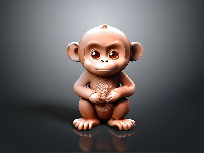 Home Furniture Decorative Ornament With 3D Rendered Brown Monkey In Sitting Position 3d model