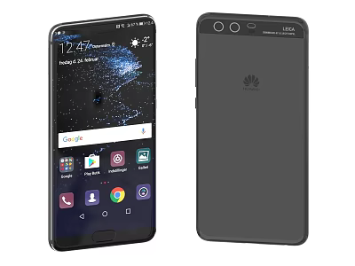 Huawei Smartphone Front Screen Display And Back Camera Design Digital Mobile Device 3d model