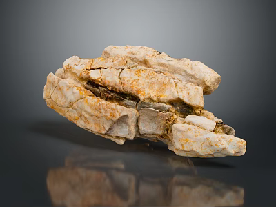 Natural Stone And Wood Decorative Piece With Textured Surface And Reflective Base 3d model