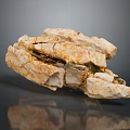Natural Stone And Wood Decorative Piece With Textured Surface And Reflective Base