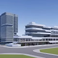 Modern Office Building Complex With Green Roof Open Courtyard And Surrounding Gardens