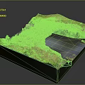 Detailed Landscape Terrain Model With Lush Grass Rocky Path And Pond