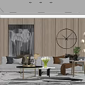 Modern Sofa Coffee Table Combination Simple 3d model