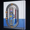 Modern Security Safe With Black Dial Lock White And Blue Panel Design 3d model